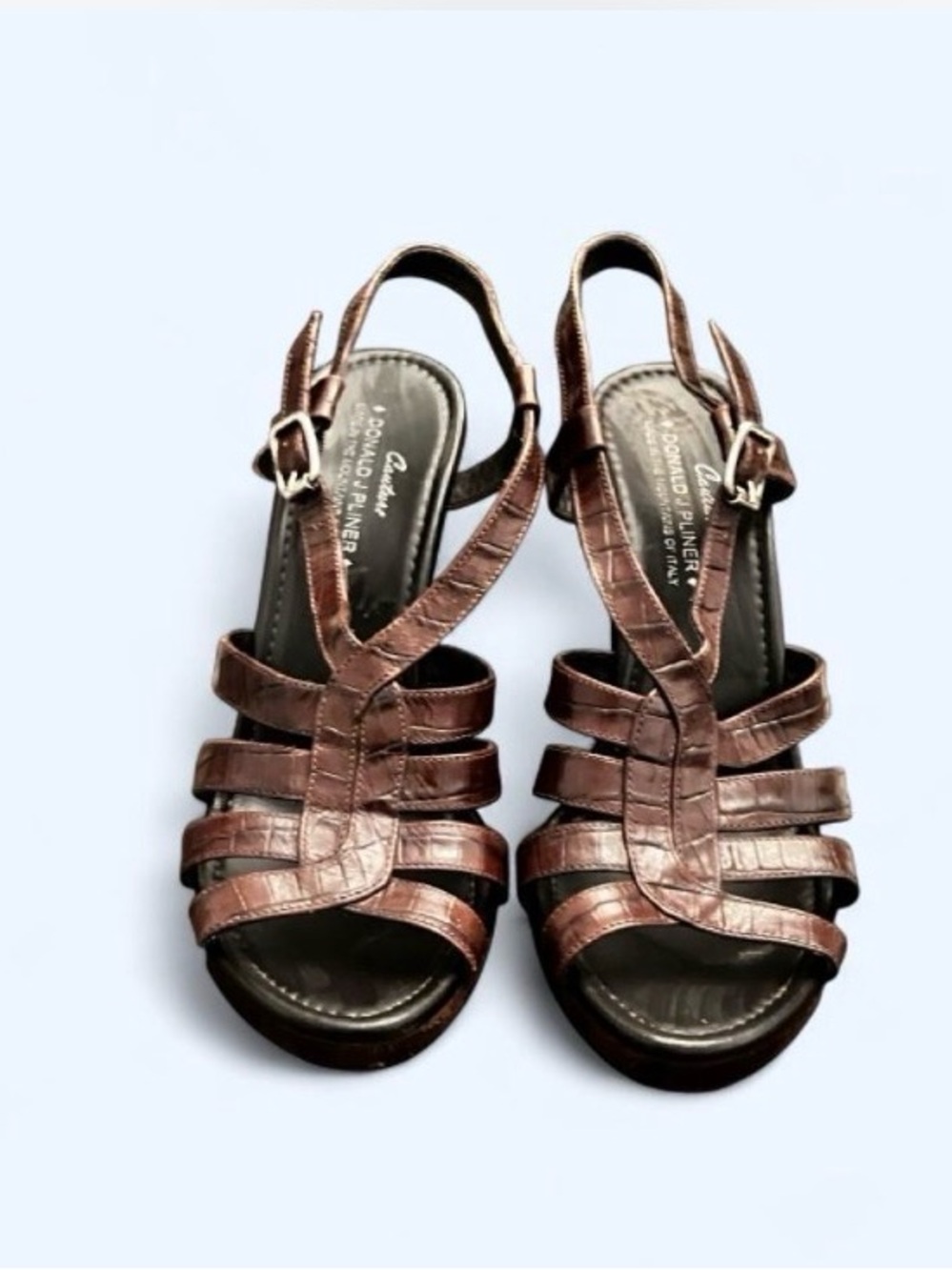 Donald J. Pliner couture made in Italy 🇮🇹 Brown Strappy Wedge Sandals